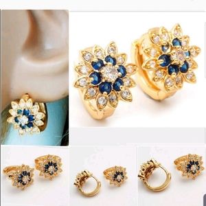 24K Gold Filled Blue C.Z Stone Hoop EarringsMain